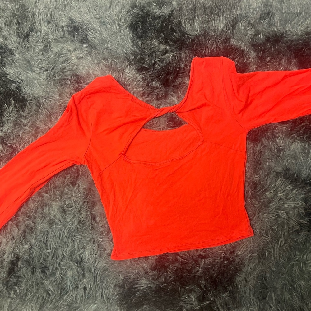 Orange long sleeve crop top